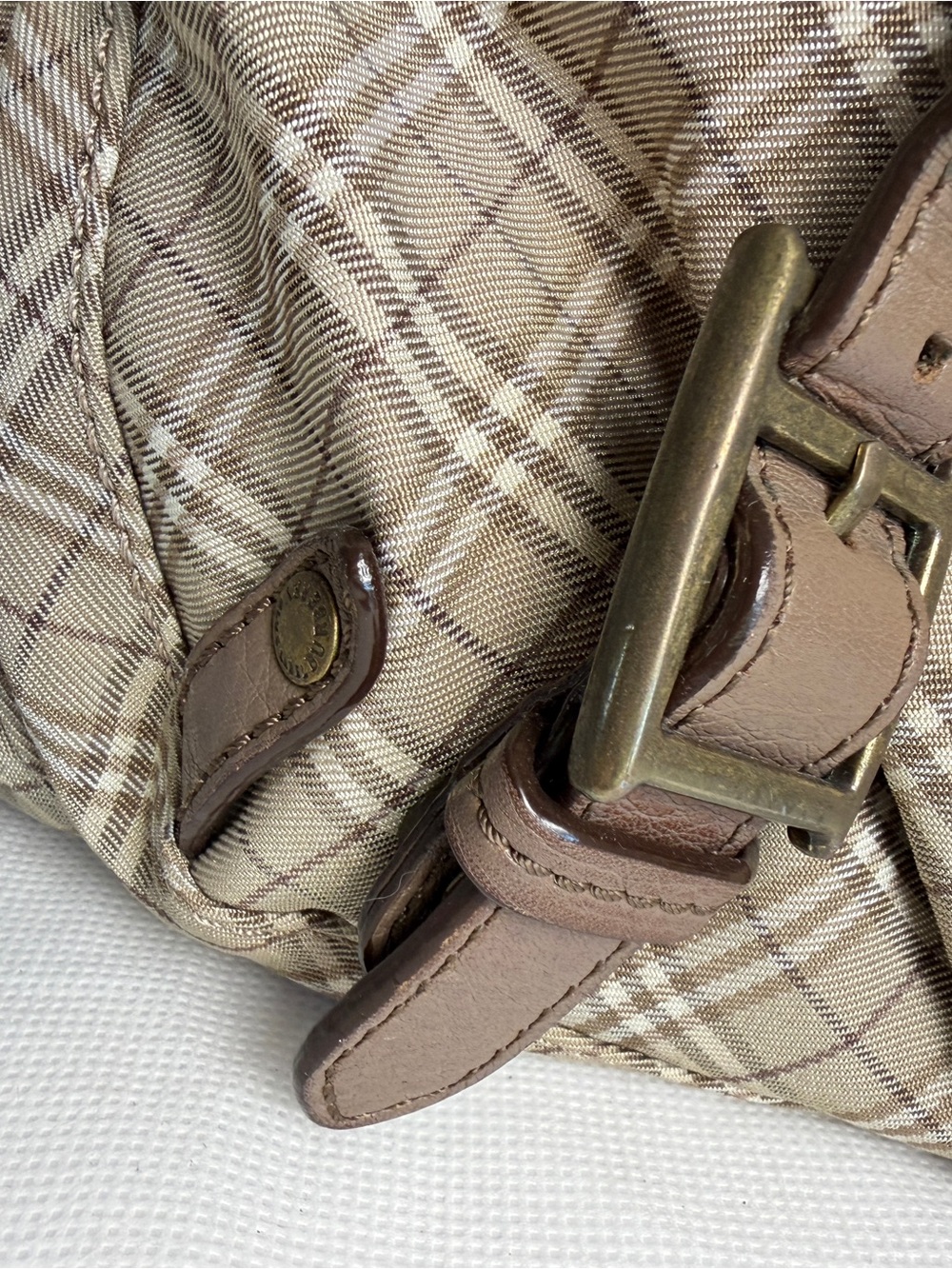 Burberry Tan & Brown Plaid Canvas Saddle Bag - Picture 6 of 10